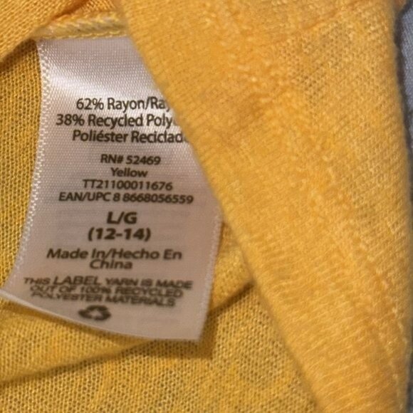 Time And Tru Womens V-Neck Yellow Tie-Sleeve Top L (12-14) Rayon/Polyester - Picture 3 of 6
